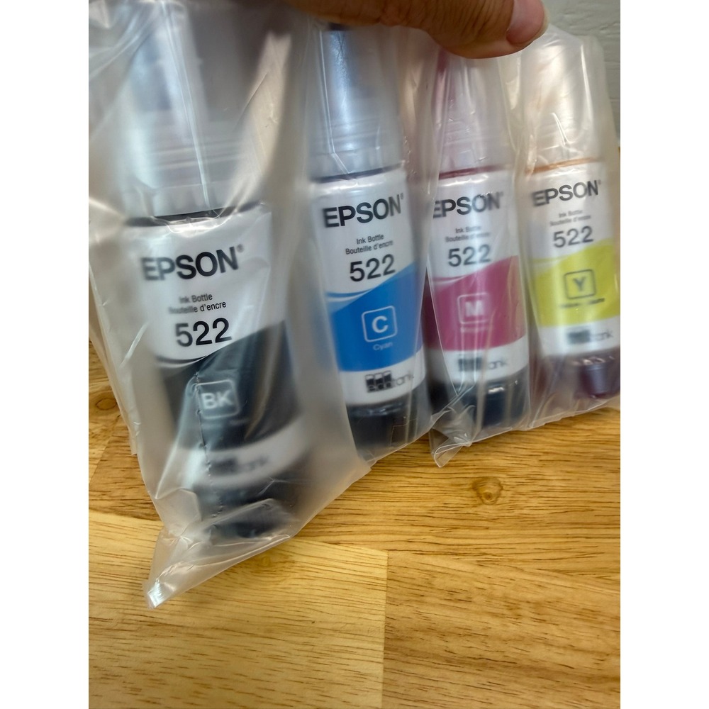Epson 522 EcoTank Ink Bottles Black Cyan Magenta Yellow T522 Set of 4 - Picture 3 of 3